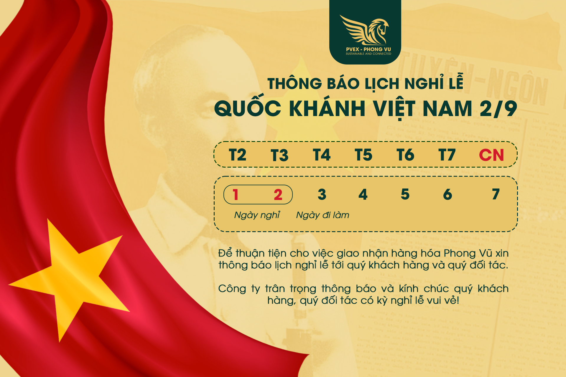 PVEX - THÔNG BÁO NGHỈ LỄ QUỐC KHÁNH 2/9 2025